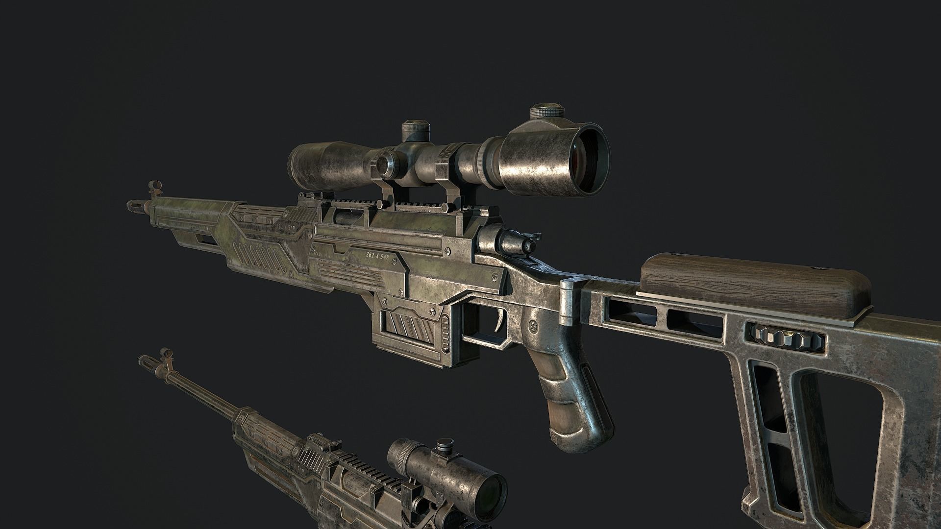 Sniper rifle Low-poly 3D model_4