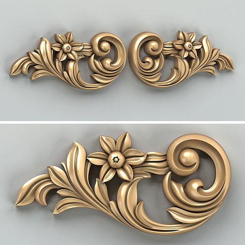 Carved decor horizontal 030 3D model