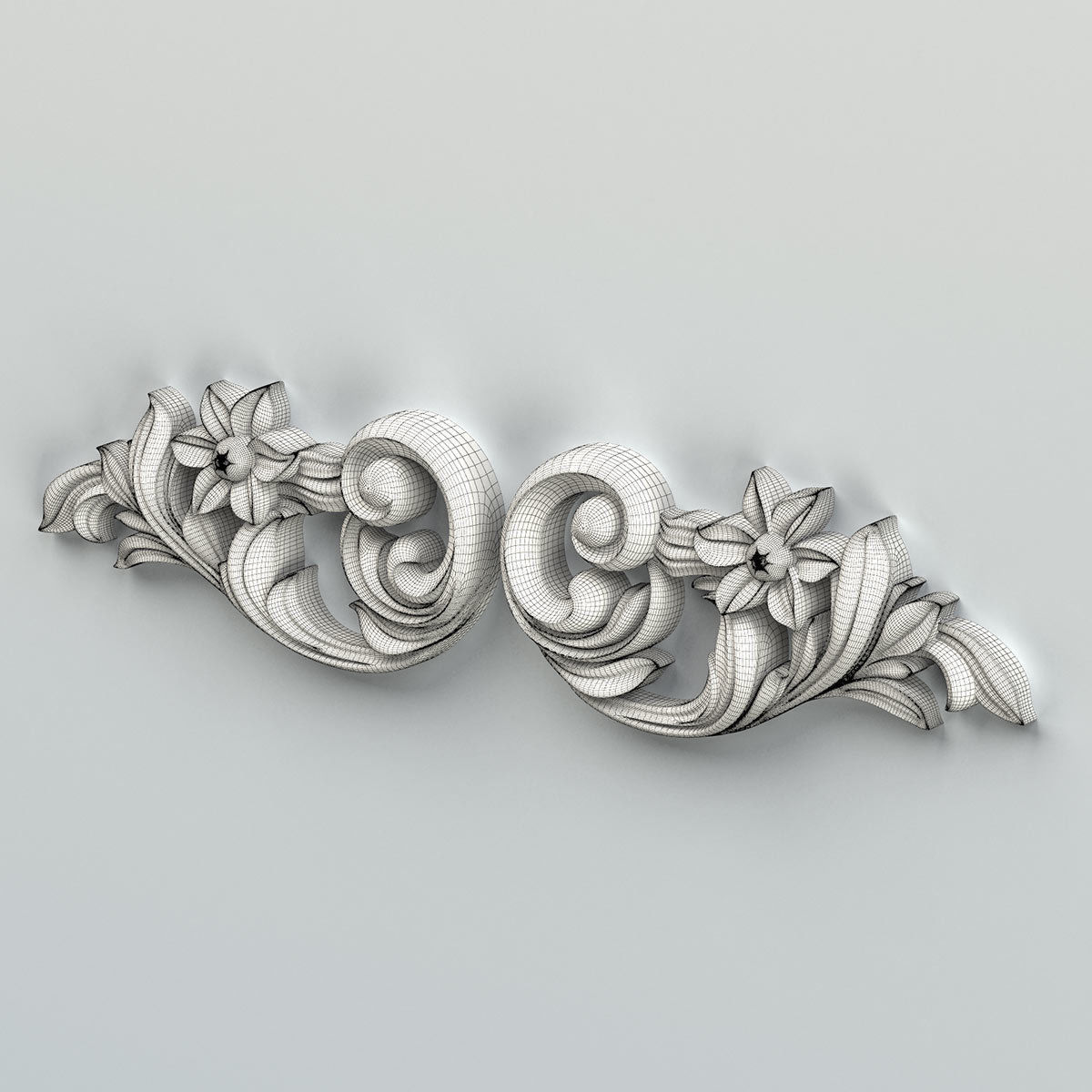Carved decor horizontal 030 3D model_9