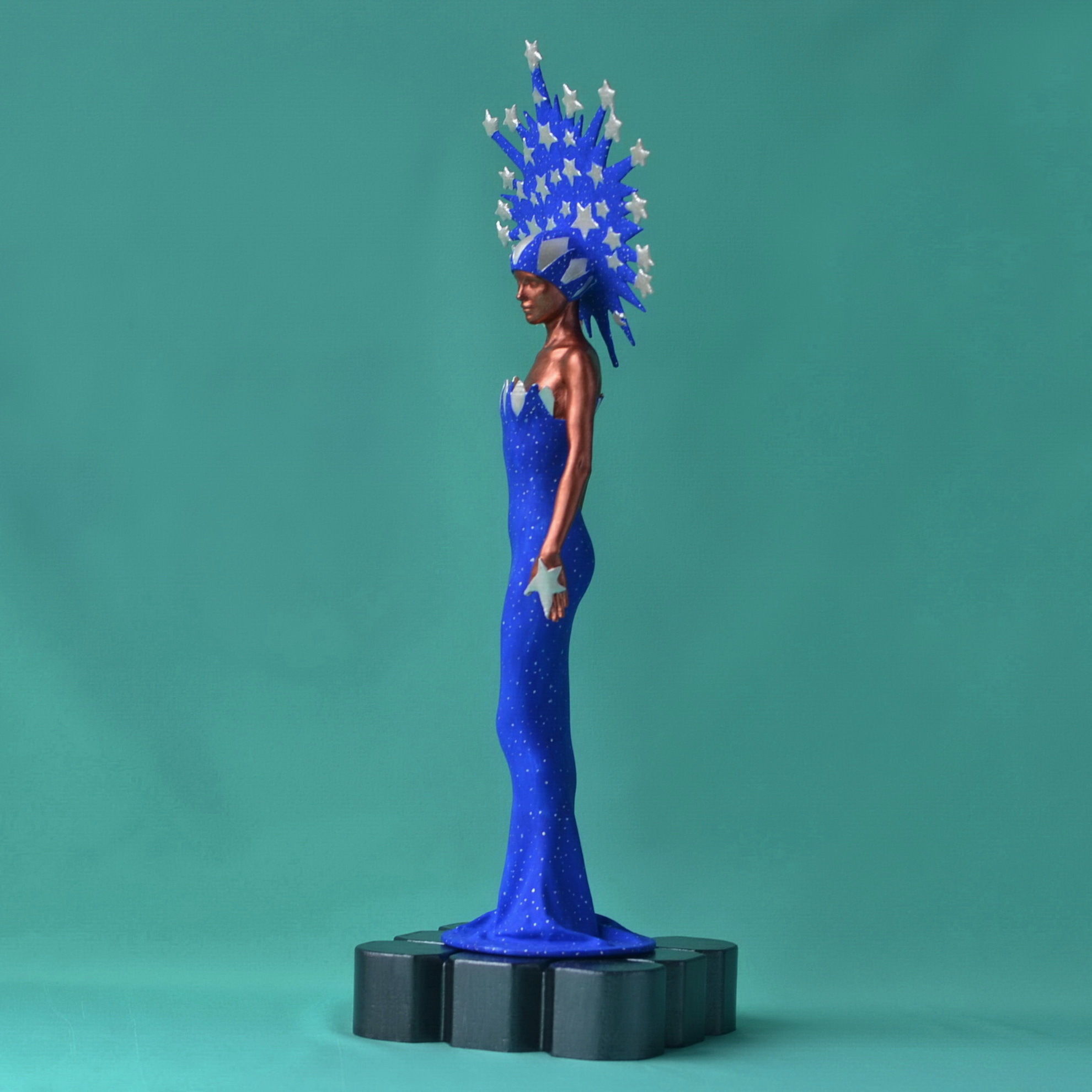 Starstruck statue of woman wearing dress 3D print model_3