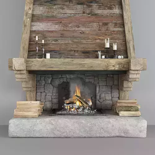 Fireplace and decor  3D model