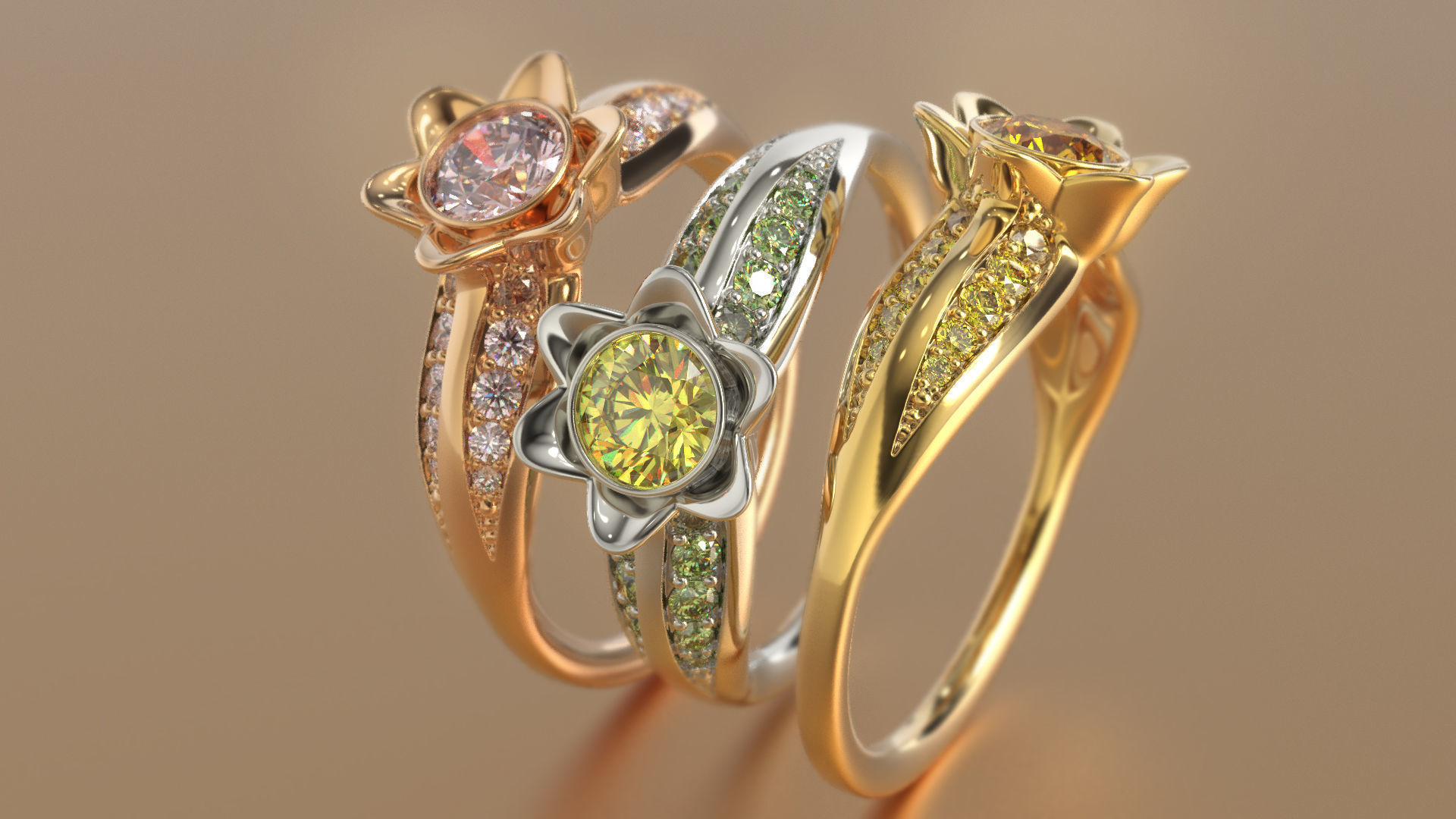 Flower Ring R 0107 3D print model_1