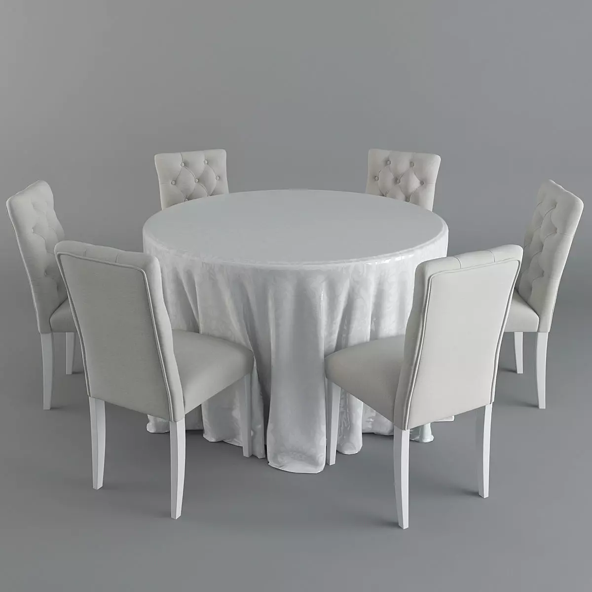  Table and Chairs Brookline Tufted 3D model_0