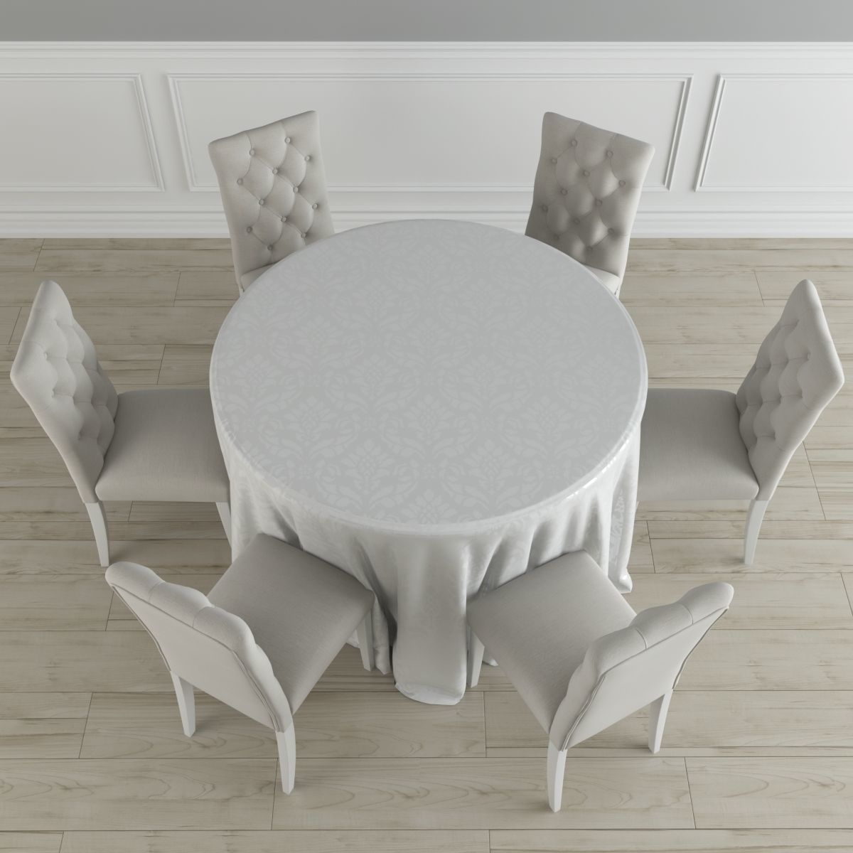  Table and Chairs Brookline Tufted 3D model_3
