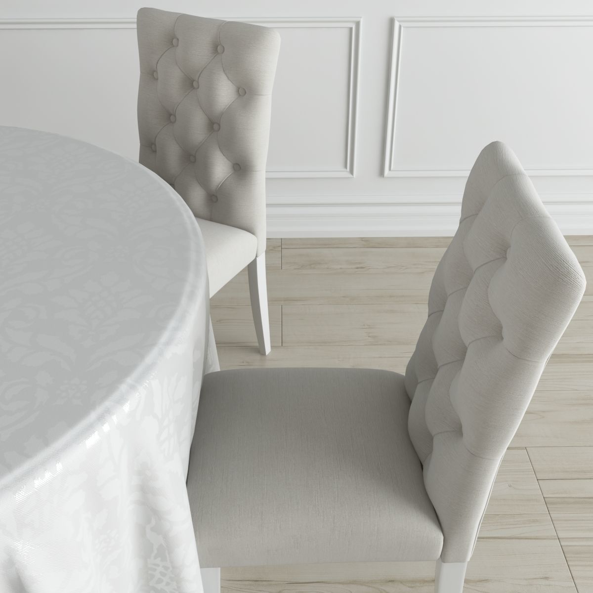  Table and Chairs Brookline Tufted 3D model_4