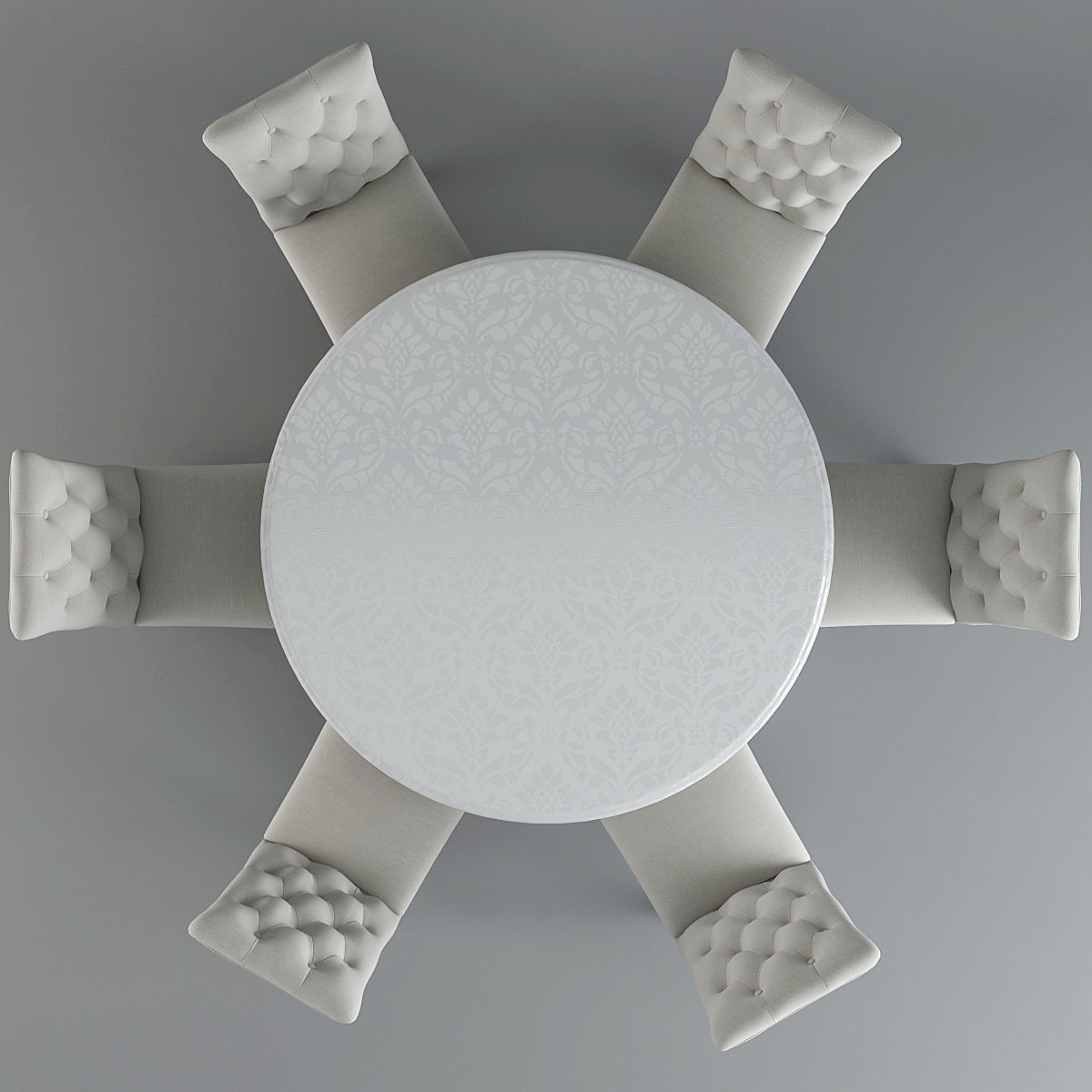  Table and Chairs Brookline Tufted 3D model_2