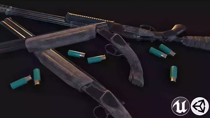 Vertical Shotgun Low-poly 3D model