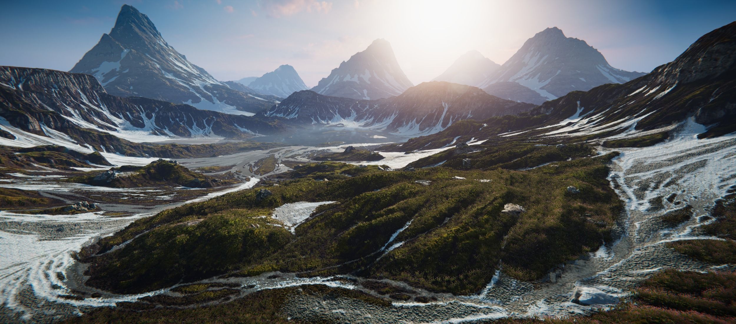 Mountain Lake Valley Environment - Unity 2017 Project Low-poly 3D model_7