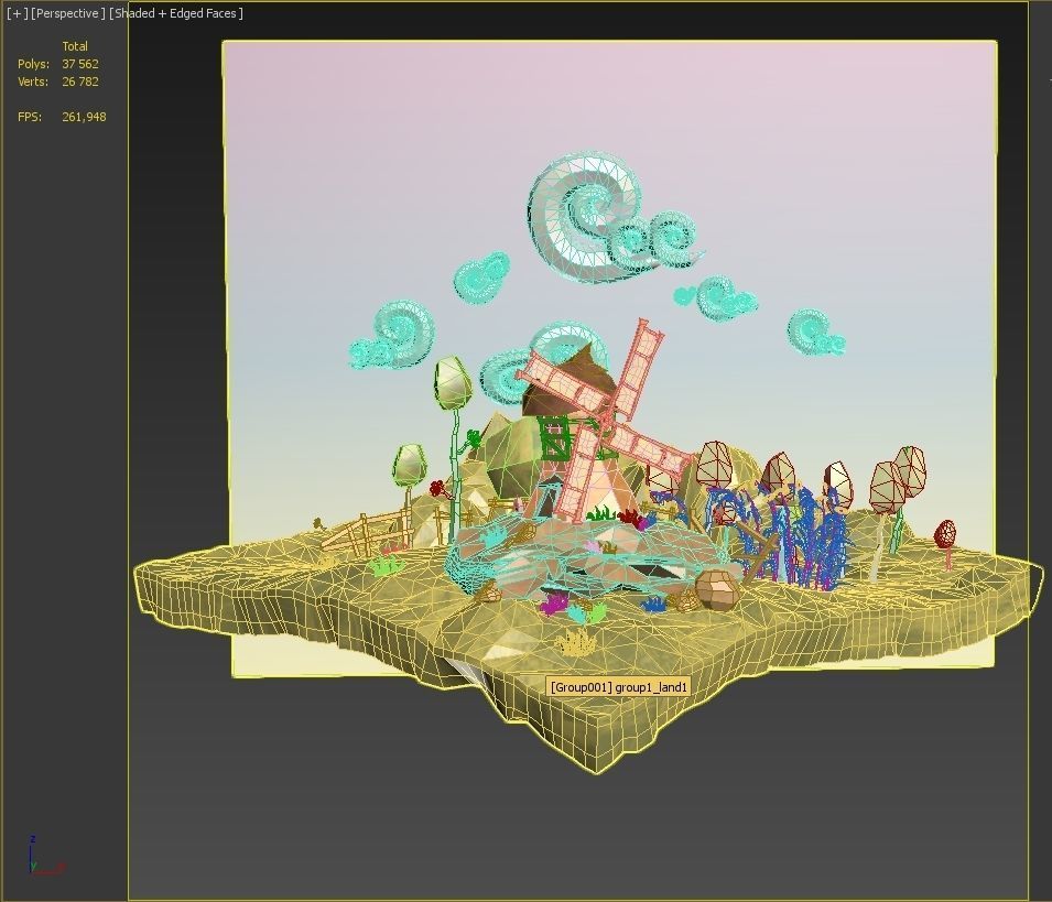 Low Poly Paper Mill Low-poly 3D model_6