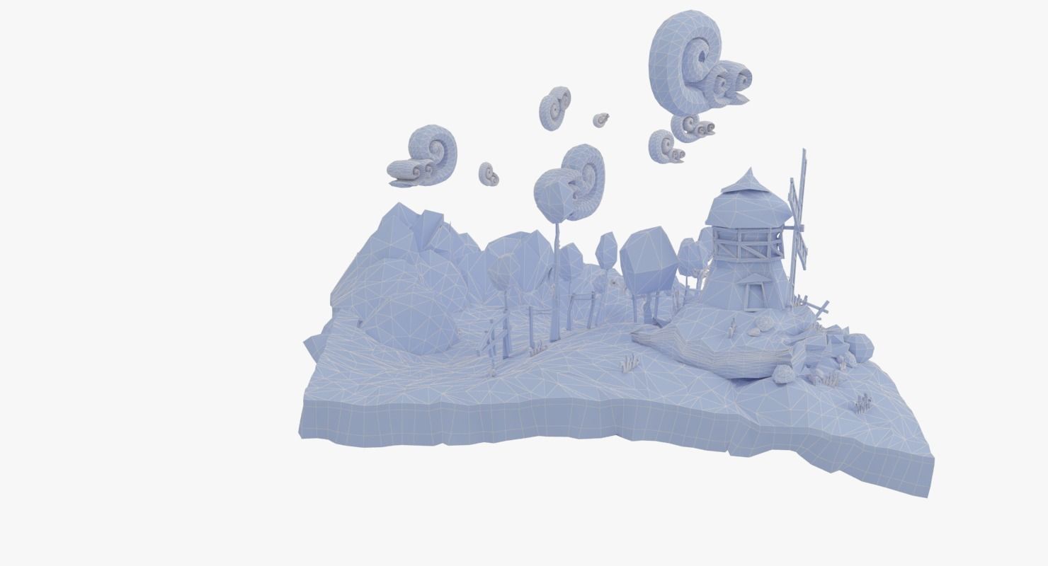 Low Poly Paper Mill Low-poly 3D model_4