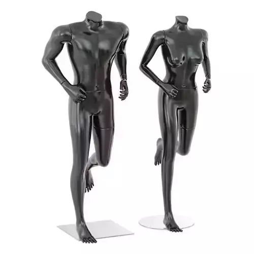 Running mannequin man and woman 36 3D model