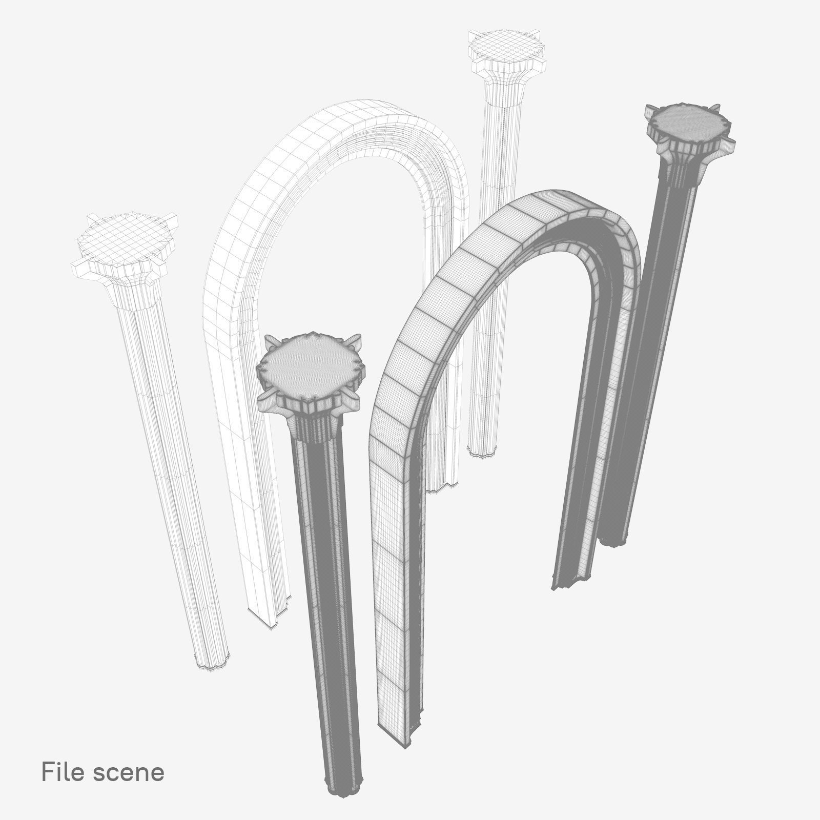 Fantasy arch and column 3D model_7