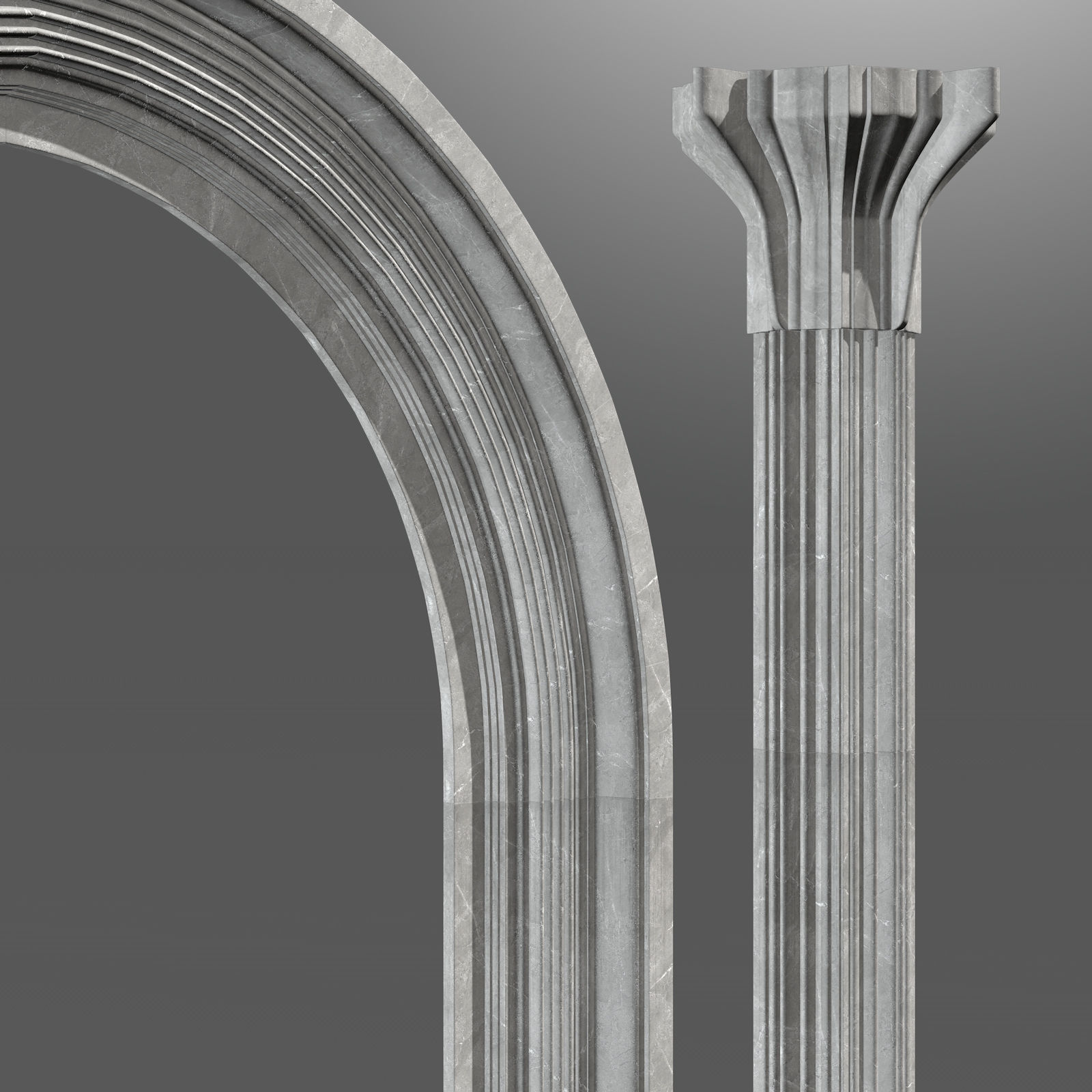 Fantasy arch and column 3D model_4