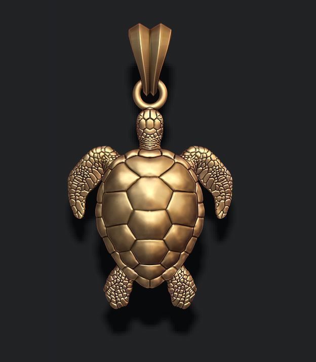 Turtle pendant 3D print model_5