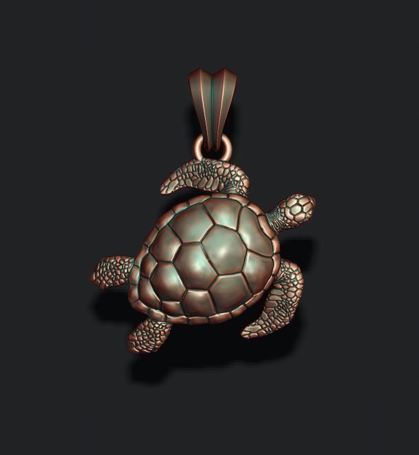 Turtle pendant 3D print model_4