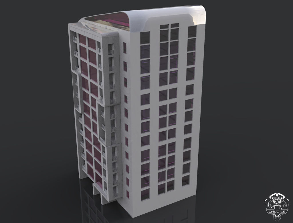 Modern Building Low-poly 3D model_2