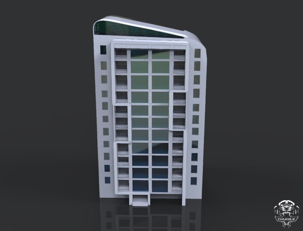 Modern Building Low-poly 3D model_3