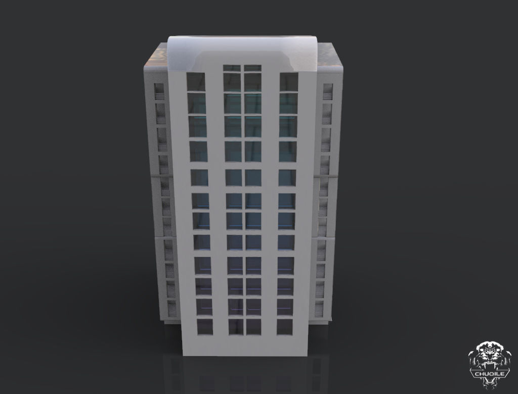 Modern Building Low-poly 3D model_4
