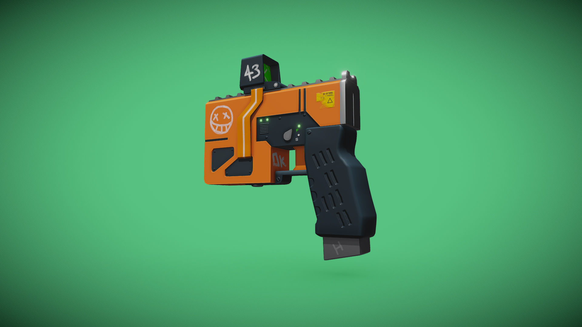 Sci-Fi Handgun stylized Low-poly 3D model_3