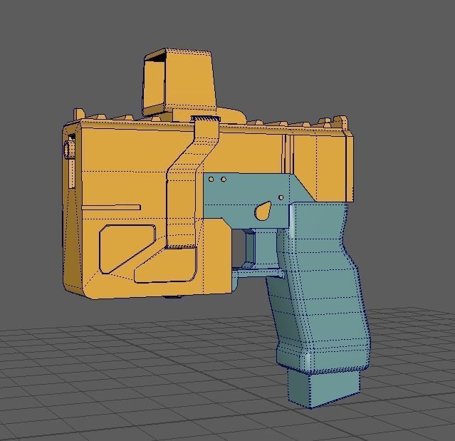 Sci-Fi Handgun stylized Low-poly 3D model_1