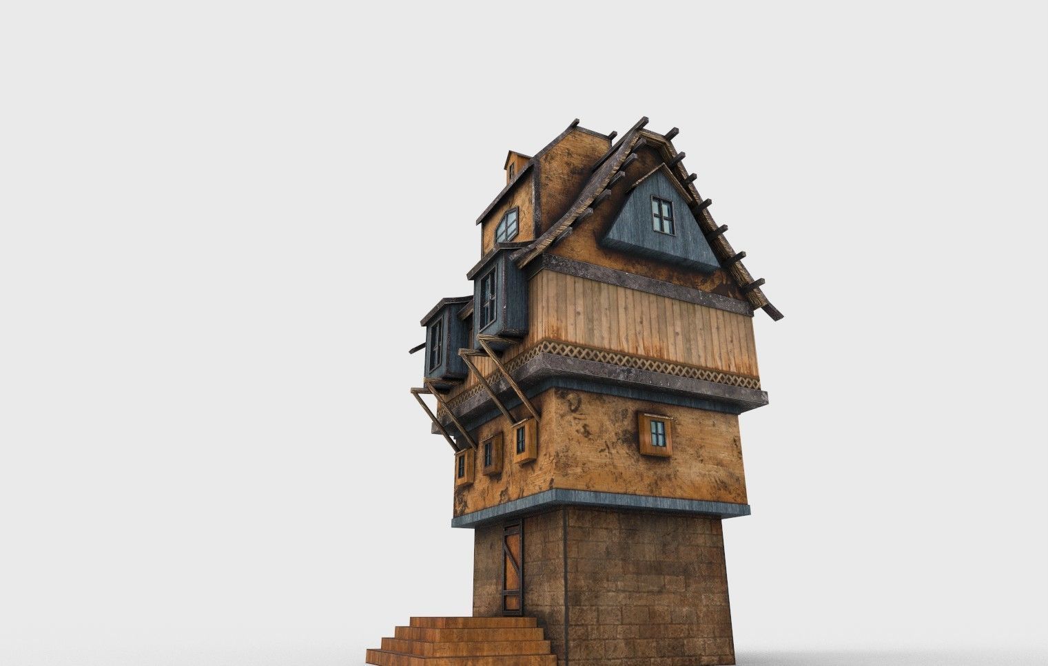  Fantasy Medieval Building 1 Low Poly 3D Model Low-poly 3D model_1