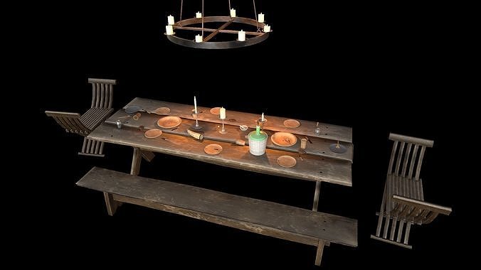 Medieval Interior Furniture Asset Pack Low-poly 3D model