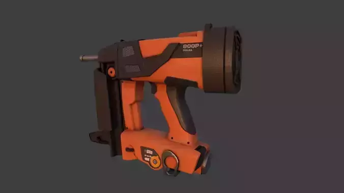 NailGun - PBR Game Ready Low-poly 3D model orange nail gun Low-poly 3D model