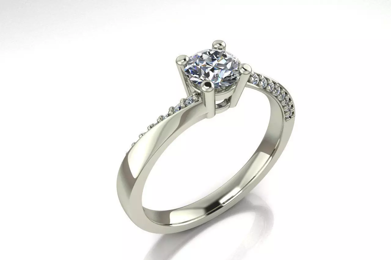 ring diamond engagement gold 3D model_0