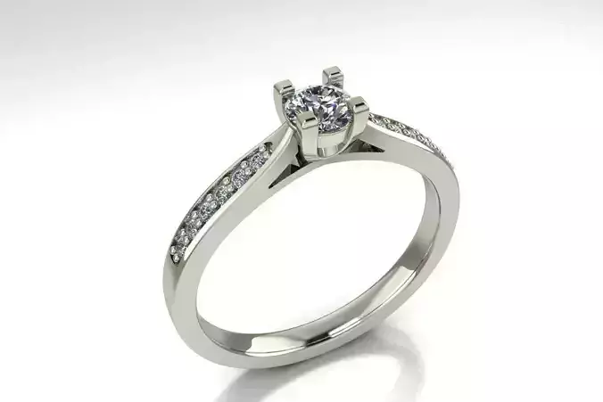 ring diamond engagement gold 3D model