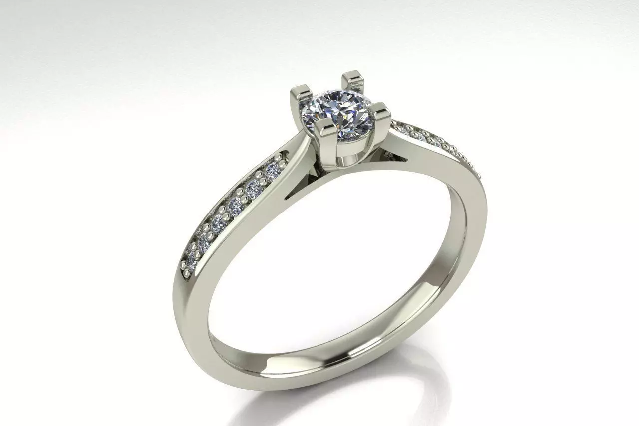 ring diamond engagement gold 3D model_0