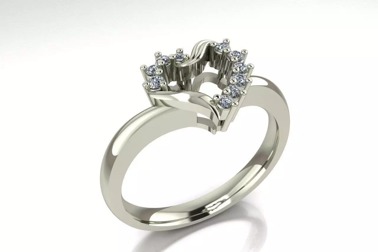 ring heart shaped diamond engagement 3D model_0