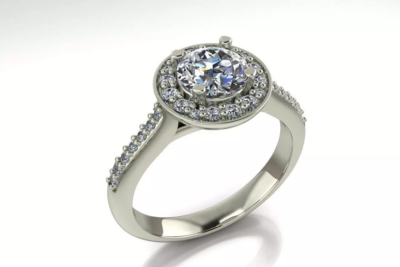 ring diamond engagement with halo setting 3D model_0