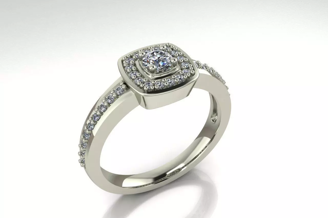 ring halo diamond engagement 3D model_0