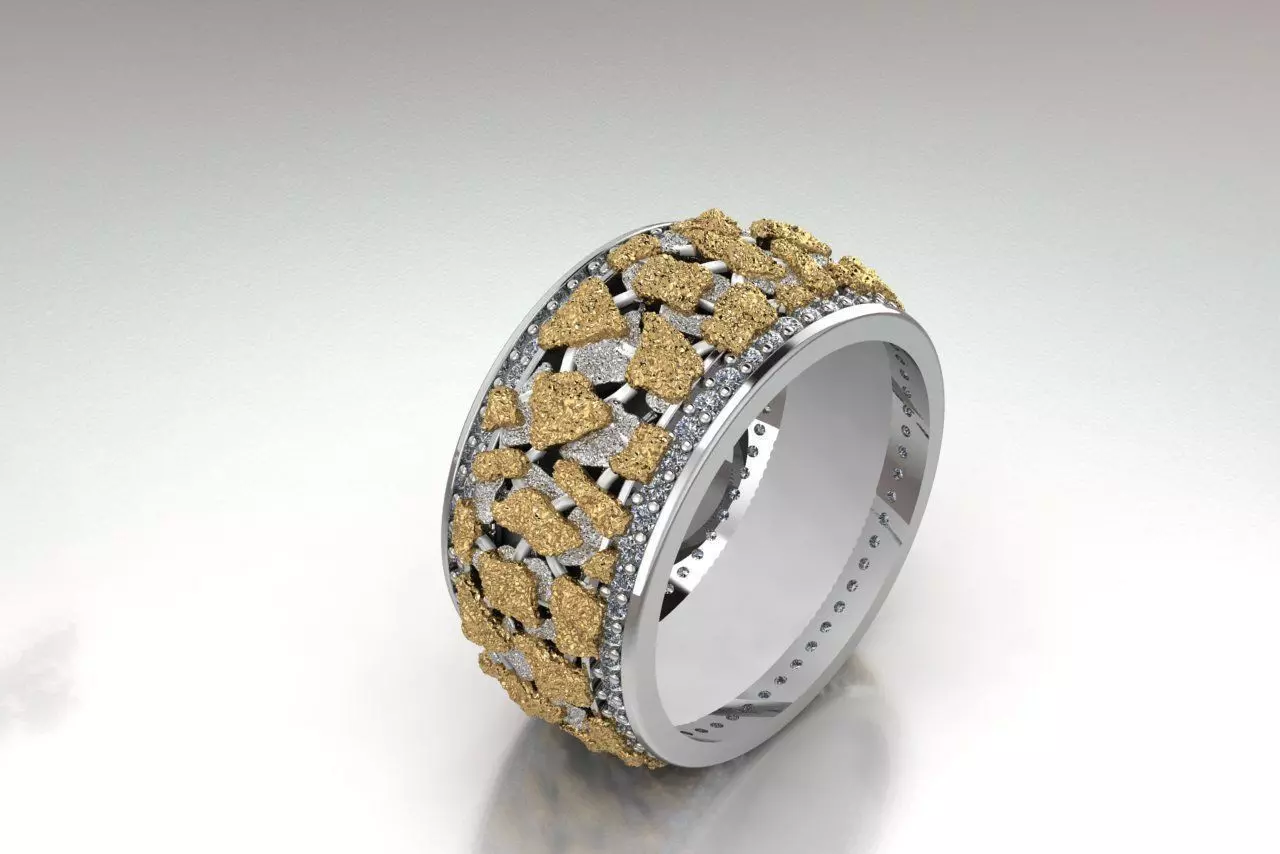 ring gold and diamond 3D model_0