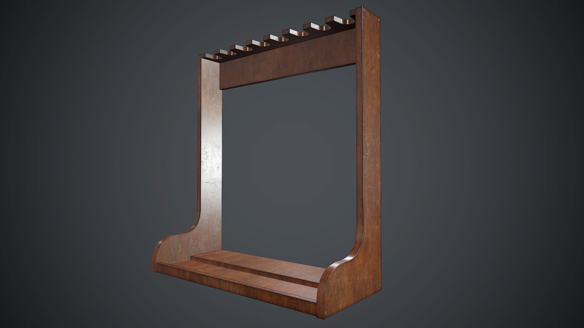 Wooden Weapon Rack 3 PBR Game Ready Low-poly 3D model_1