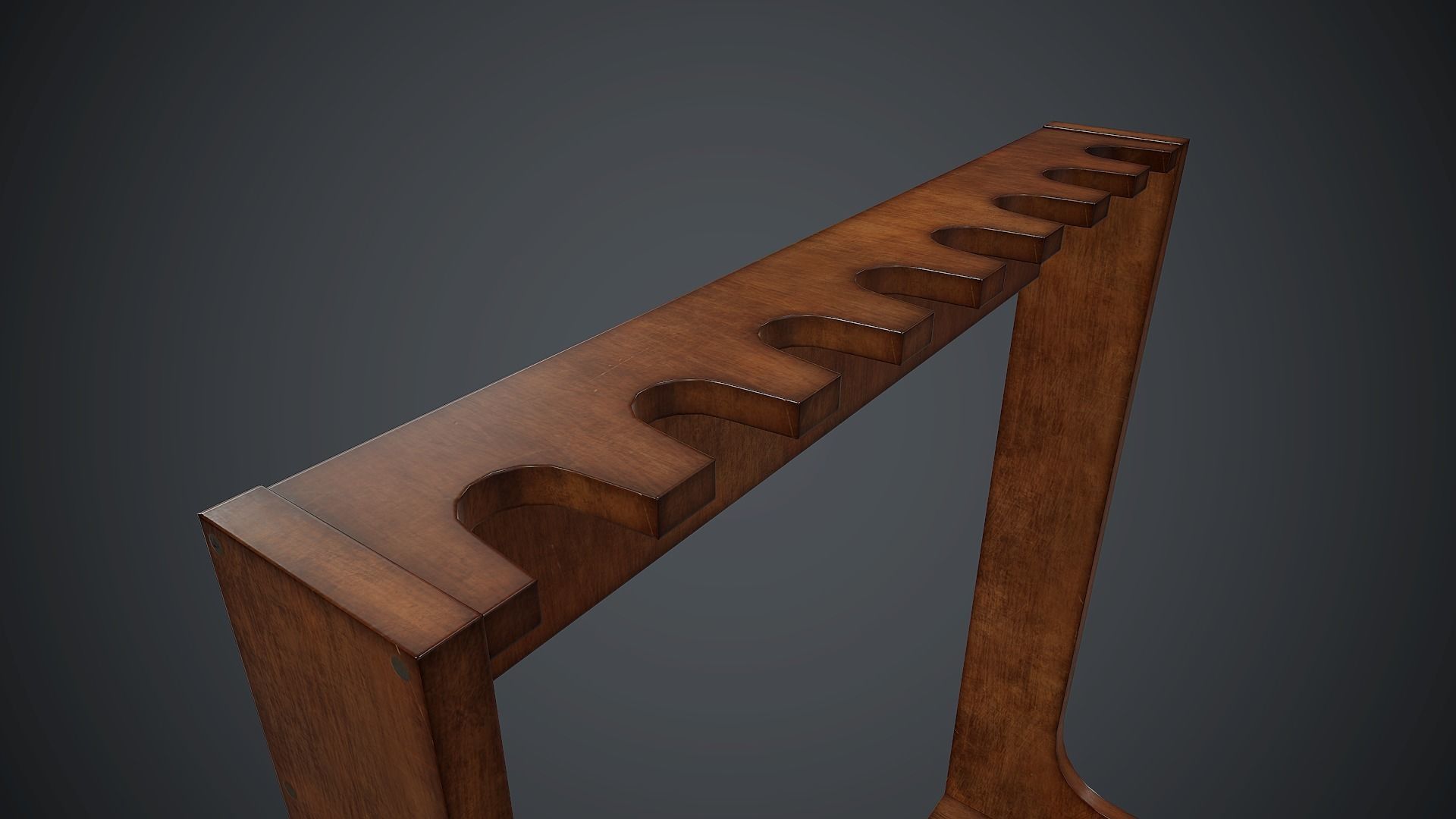Wooden Weapon Rack 3 PBR Game Ready Low-poly 3D model_6