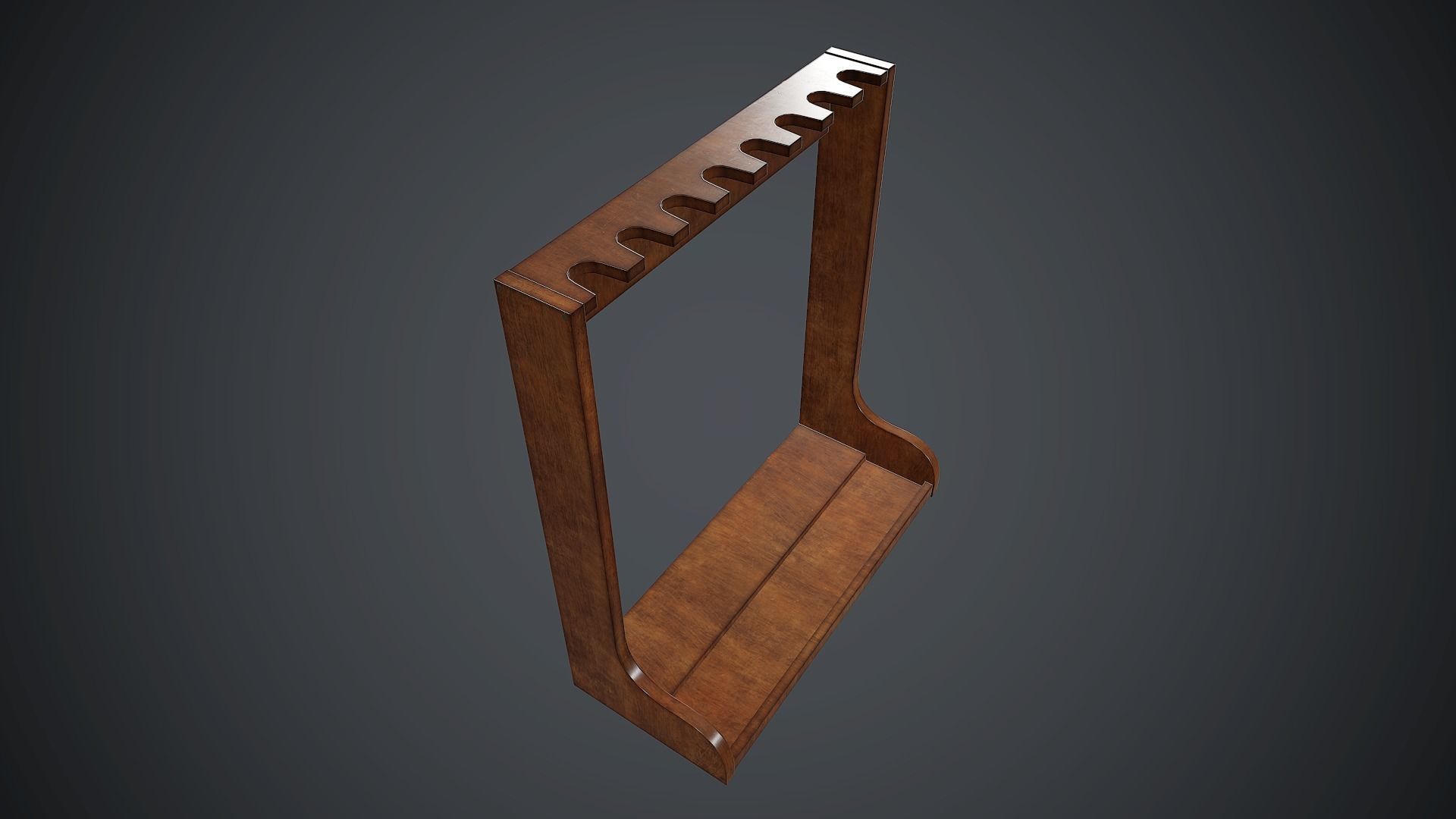 Wooden Weapon Rack 3 PBR Game Ready Low-poly 3D model_4