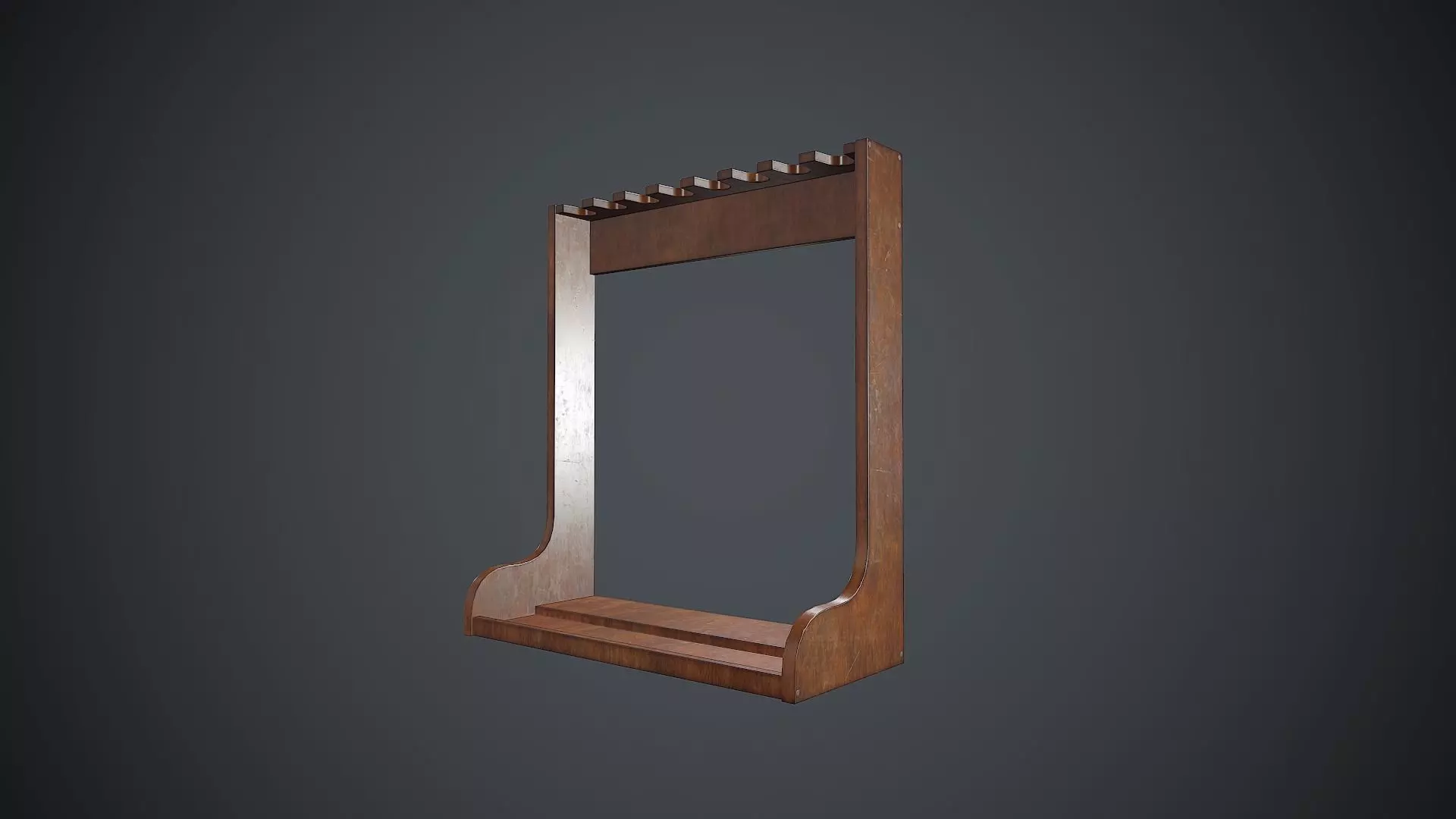 Wooden Weapon Rack 3 PBR Game Ready Low-poly 3D model_0