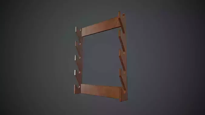 Wooden Weapon Rack 5 PBR Game Ready Low-poly 3D model