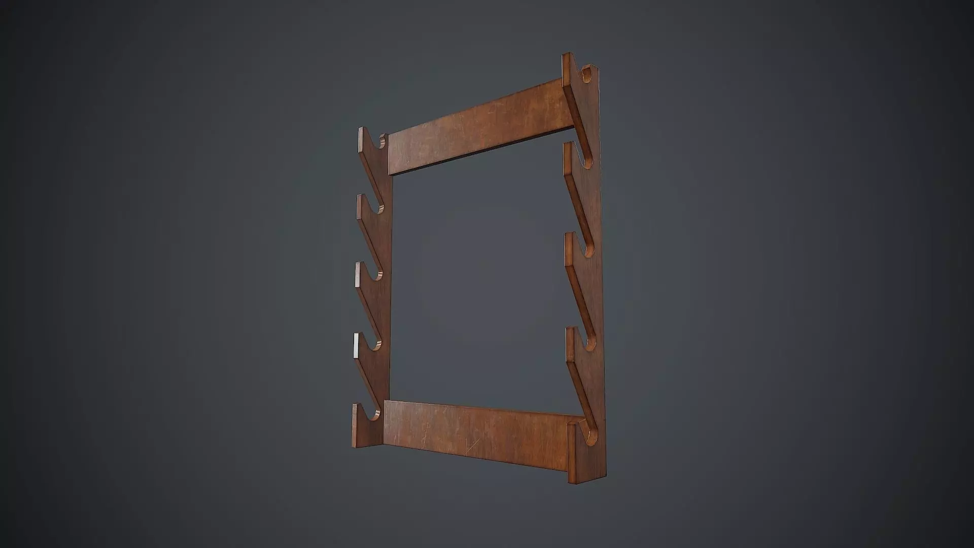 Wooden Weapon Rack 5 PBR Game Ready Low-poly 3D model_0