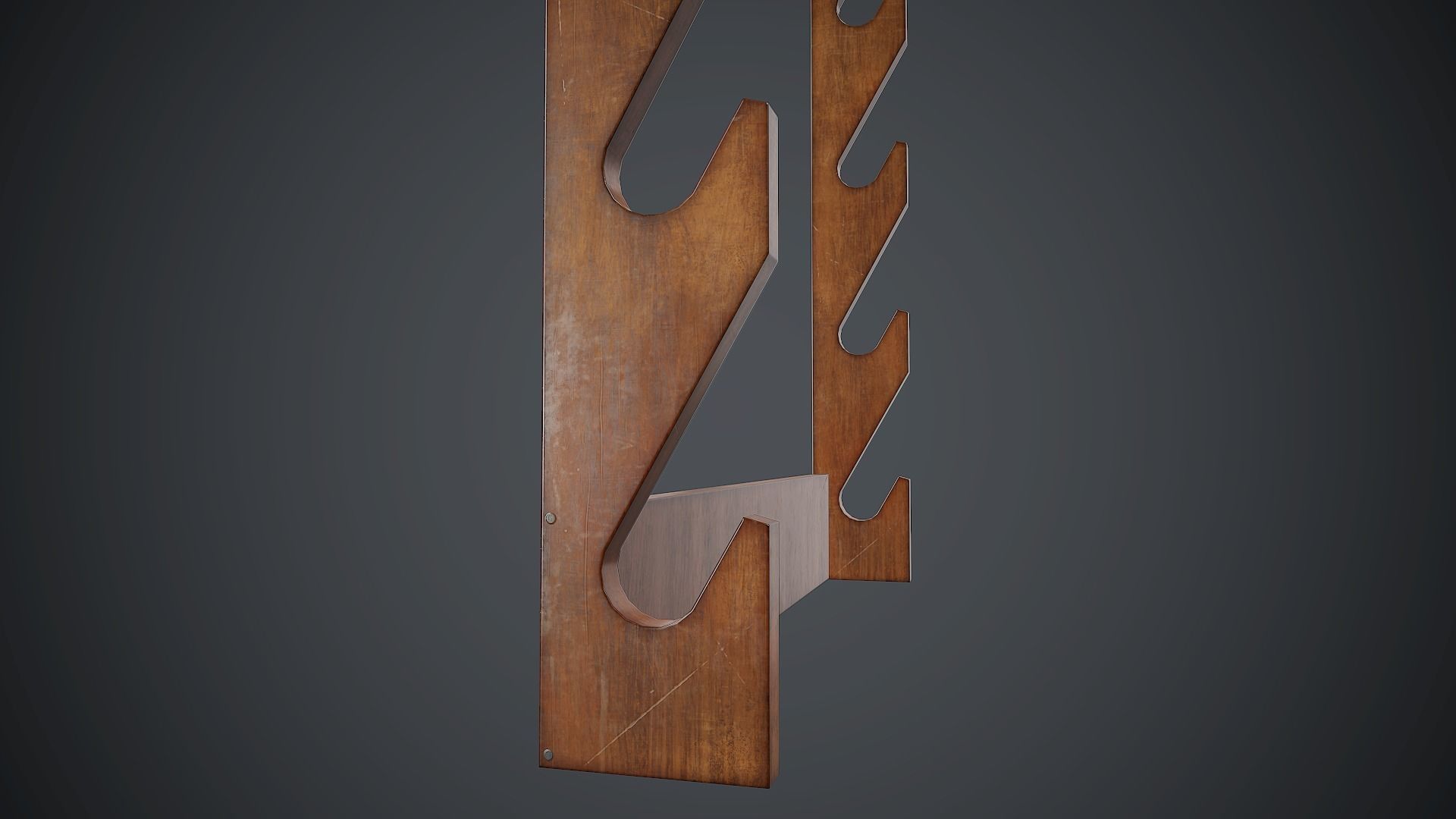 Wooden Weapon Rack 5 PBR Game Ready Low-poly 3D model_5