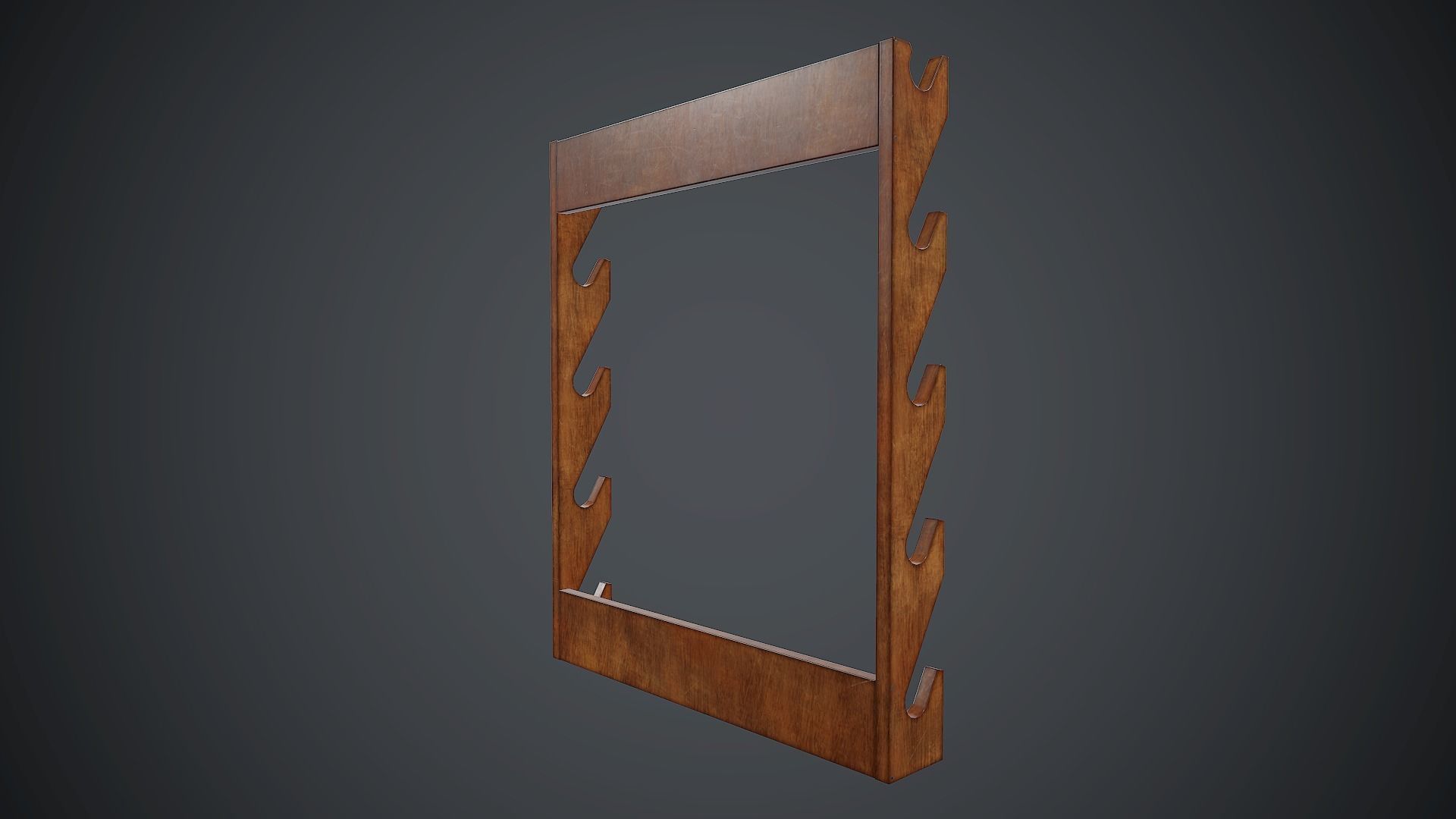 Wooden Weapon Rack 5 PBR Game Ready Low-poly 3D model_4