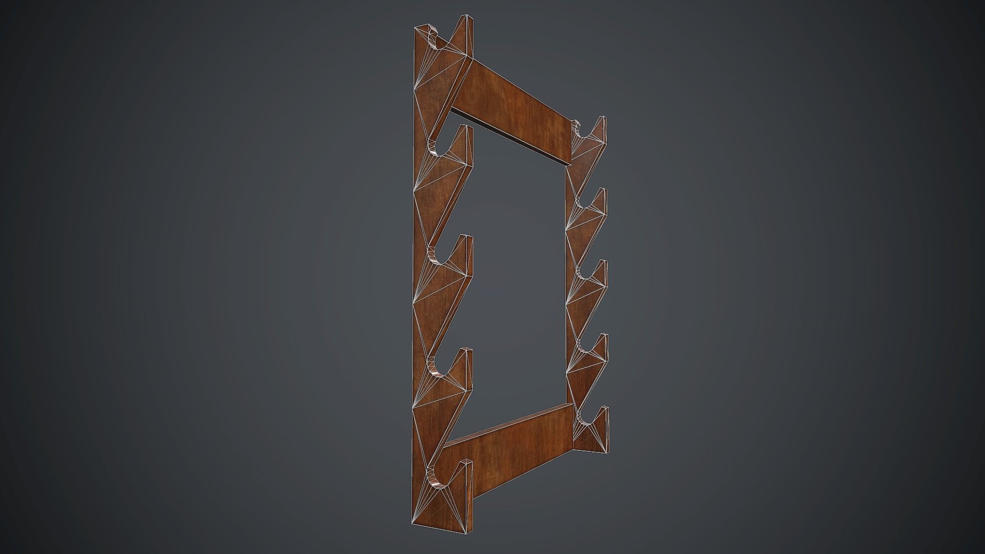 Wooden Weapon Rack 5 PBR Game Ready Low-poly 3D model_9