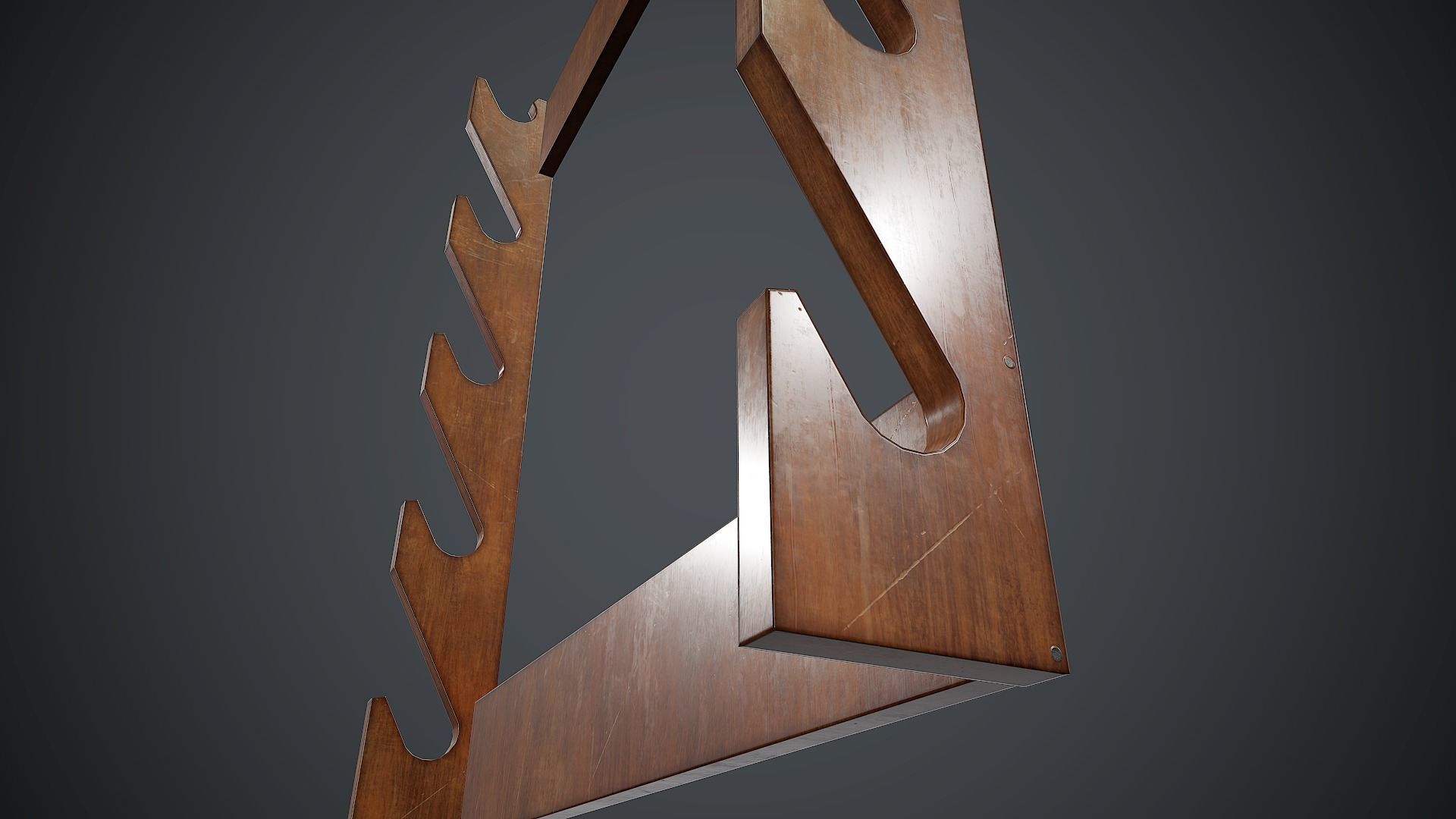 Wooden Weapon Rack 5 PBR Game Ready Low-poly 3D model_8