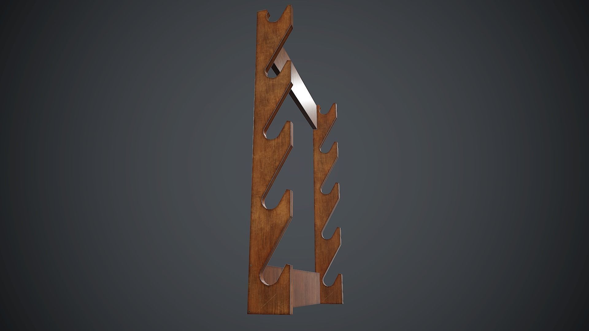 Wooden Weapon Rack 5 PBR Game Ready Low-poly 3D model_3