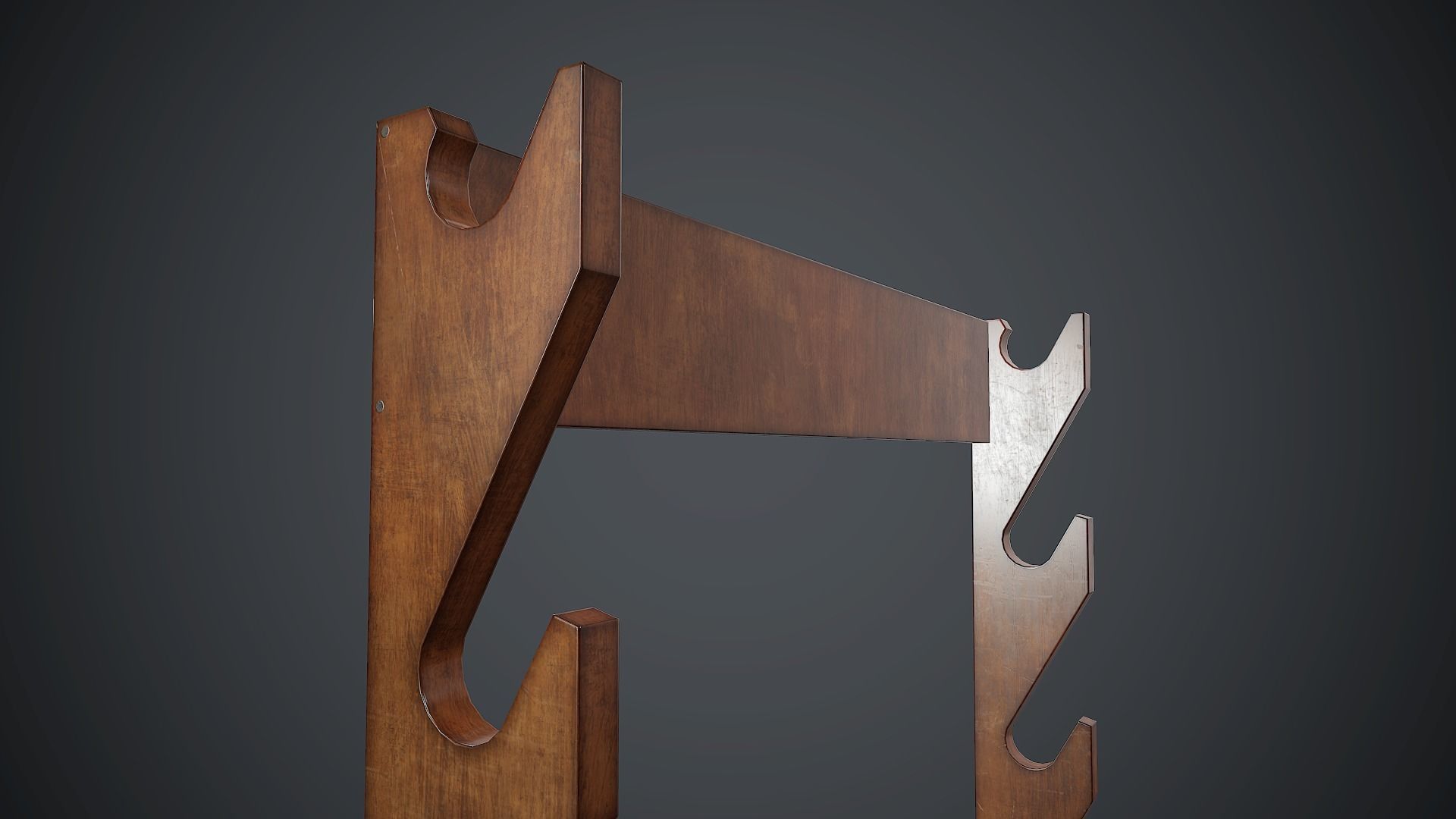 Wooden Weapon Rack 5 PBR Game Ready Low-poly 3D model_6