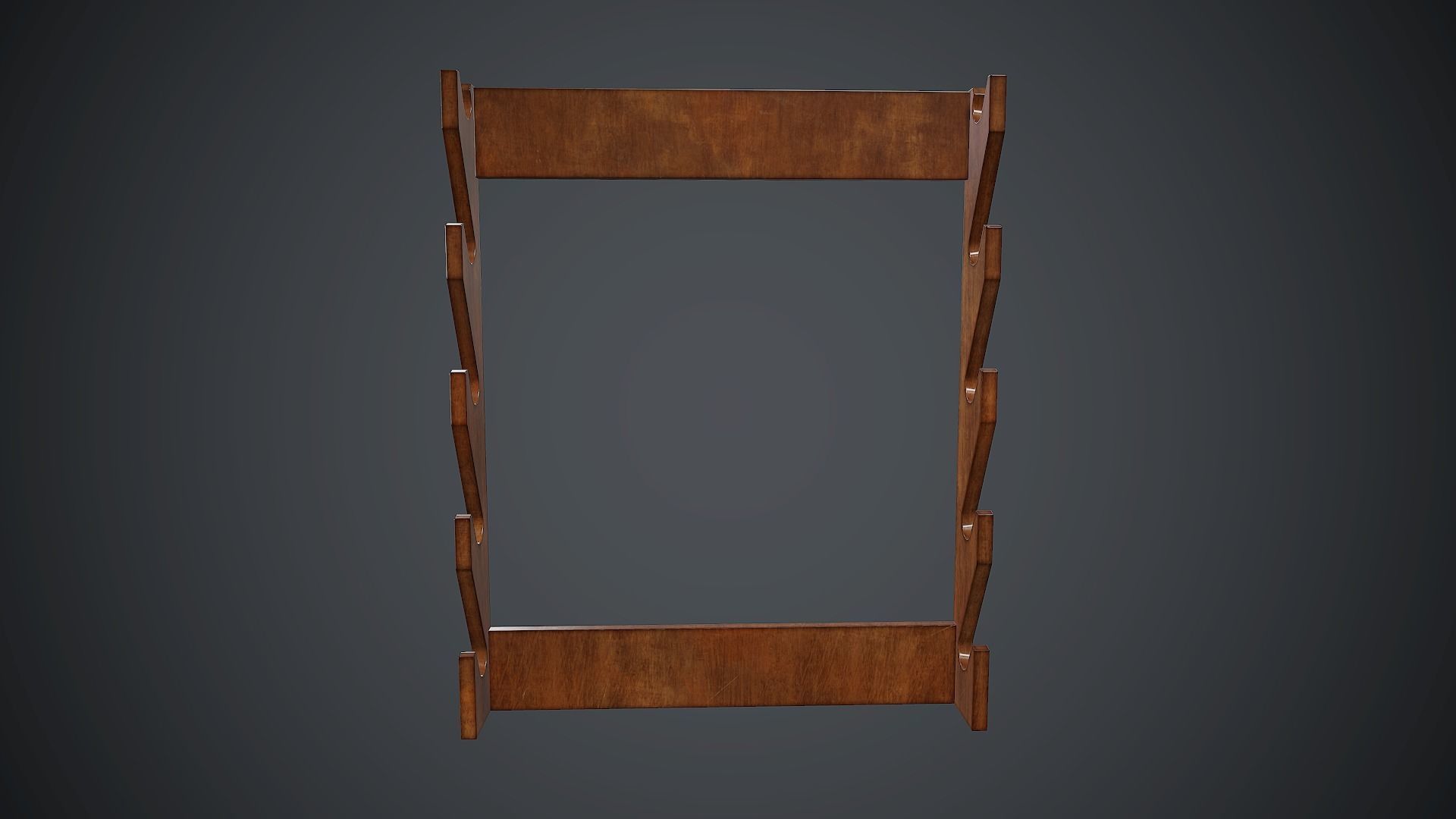 Wooden Weapon Rack 5 PBR Game Ready Low-poly 3D model_2
