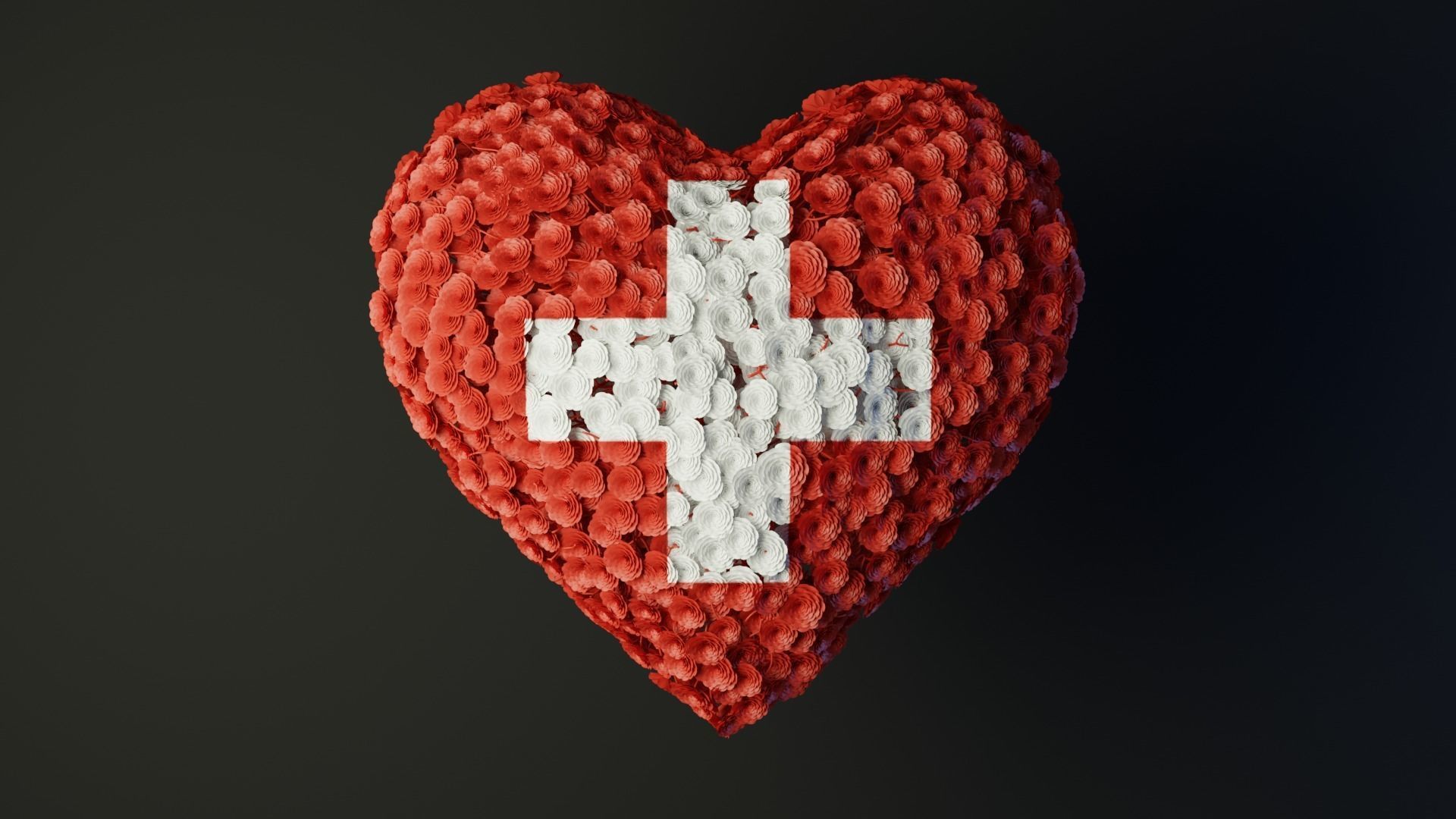 Heart made of wires covered with flowers 3D model_5