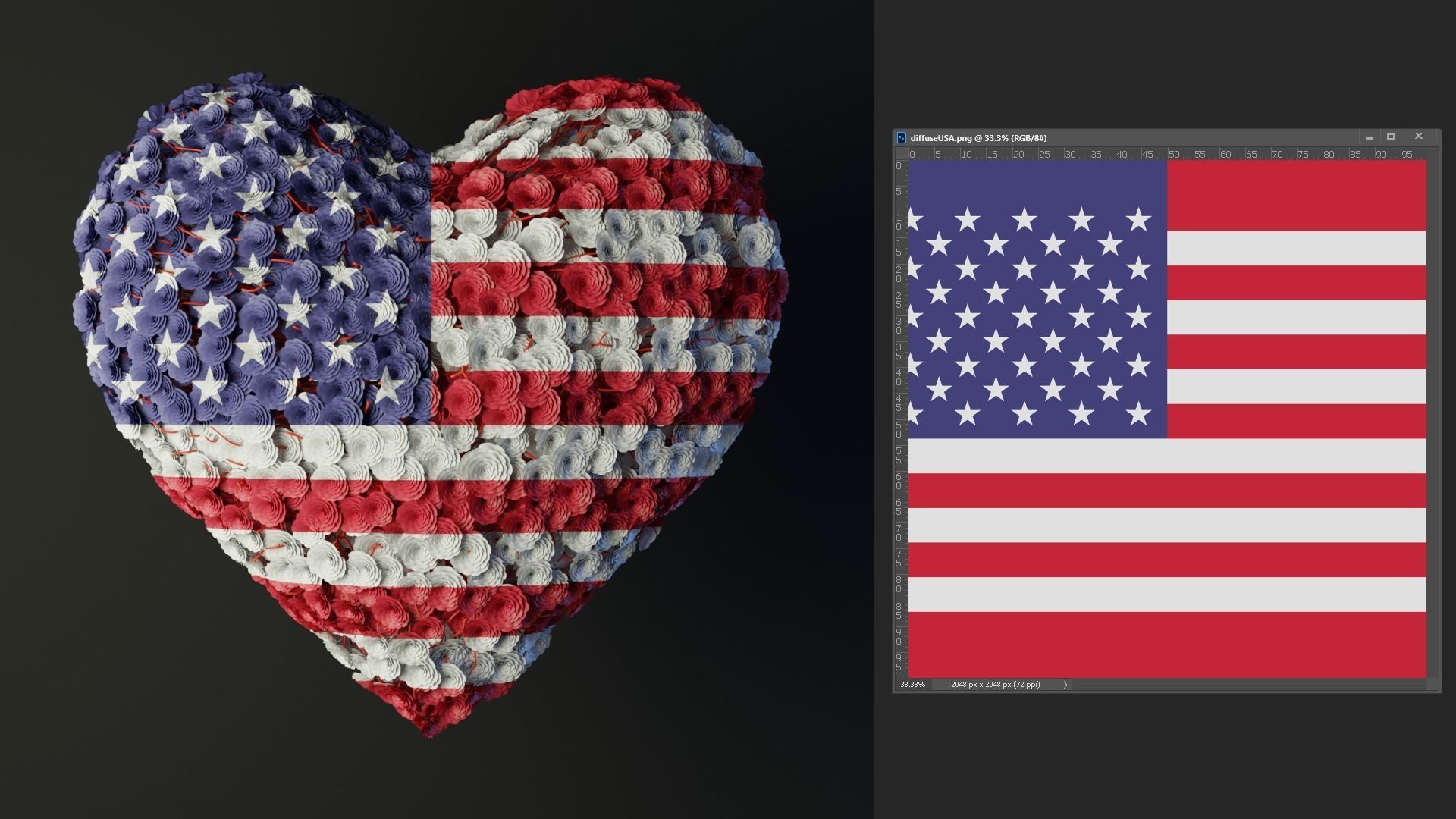 Heart made of wires covered with flowers 3D model_6