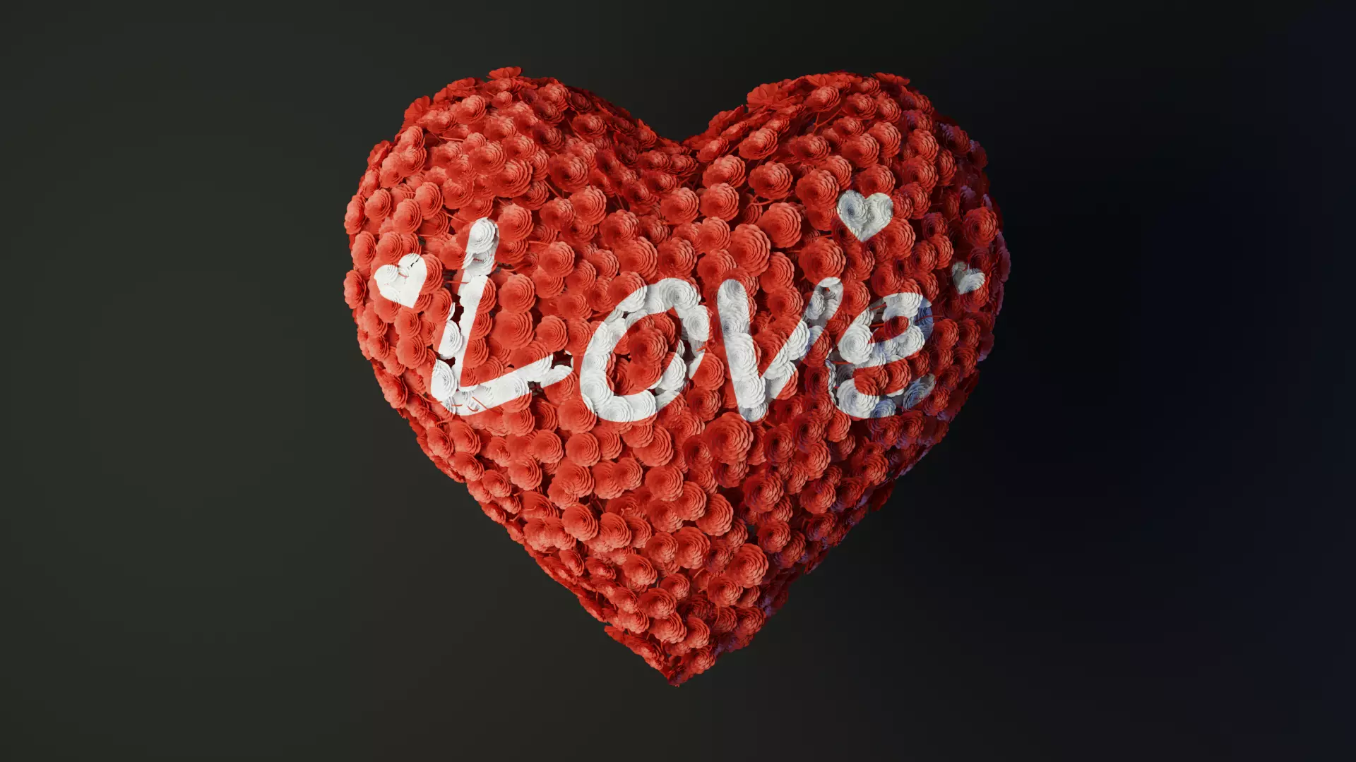 Heart made of wires covered with flowers 3D model_0